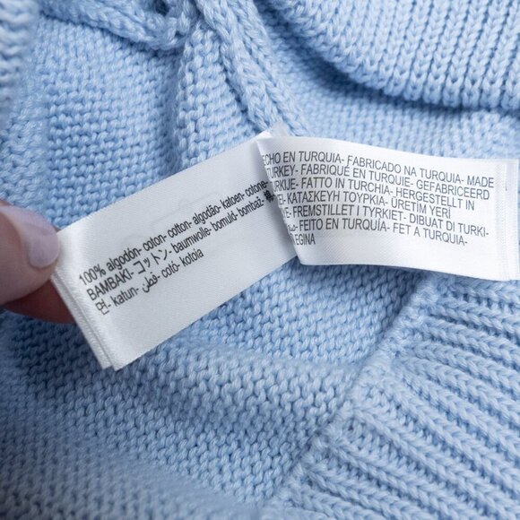 Zara Cropped Sweater Half Zip Light Blue Cotton Relaxed - Picture 10 of 10